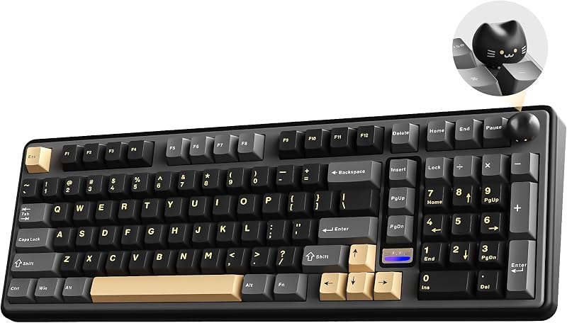 YUNZII B98 PRO 96% Wireless Mechanical Keyboard (Black, Milk Switch) | QMK/VIA, with Numpad, Dual-Style Knob Design, Creamy Pre-Lubed Switches, Hot Swap, Gasket Mount, RGB for Gaming/Win/Mac
