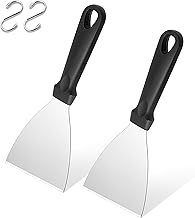 Herogo Grillspachtel 2er Set, Edelstahl Grill Spachtel Grillschaber mit Kunststoffgriff für BBQ, Steak, Küche, zum Grillen von Teppanyaki-Fleisch, Reinigen der Grillpfanne, Spülmaschinenfest