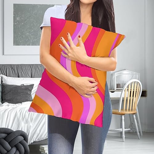 Miniatura 6 de Fundas de almohada retro de los años 70 con diseño abstracto de ondas de remolinos rosas y naranjas, funda de almohada decorativa preppy lumbar de