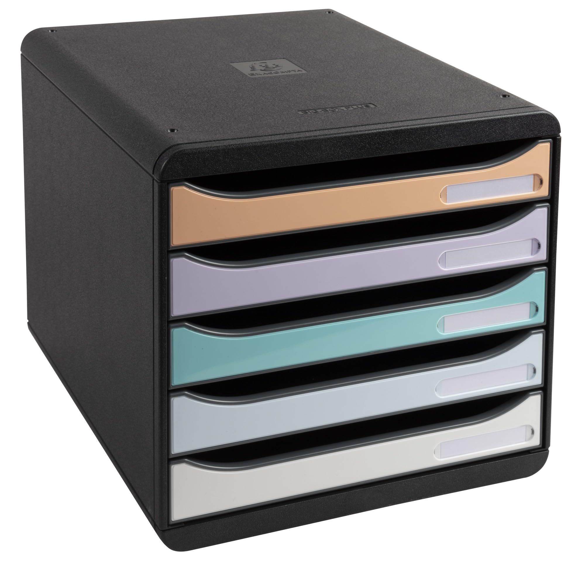 Exacompta - Ref 3094296D - BIG-BOX PLUS Desktop Drawer Set - 5 x 43mm Drawers, Suitable for A4+ Documents, 347 x 278 x 271mm, 100% Recycled Plastic - Aquarel Black