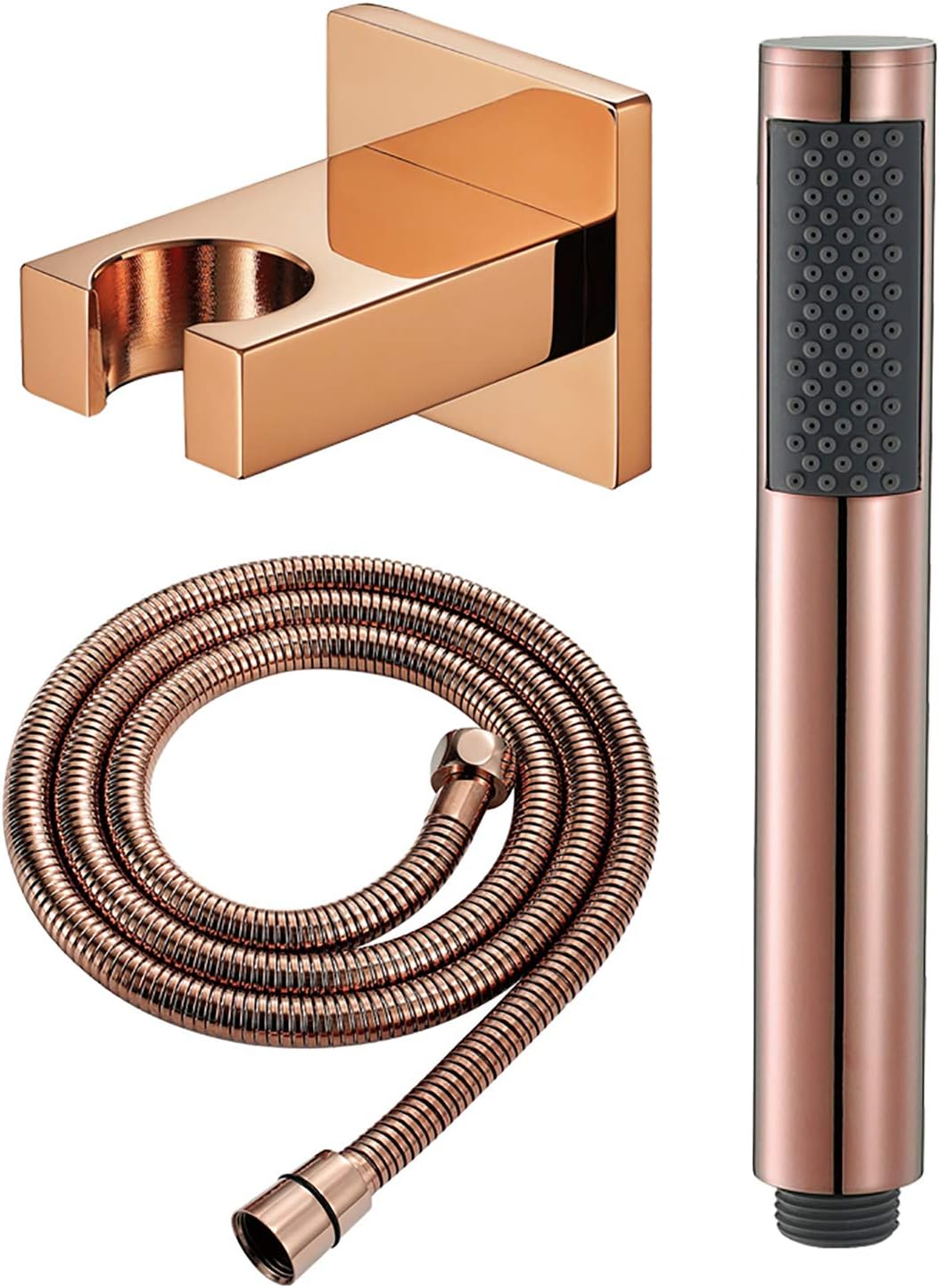 Rose Gold Handheld Shower Head Set High Pressure Handheld Shower Sprayer, Universal Brass Handheld Showerhead Set with 1.5M Stainless Steel Shower Hose and Brass Holder