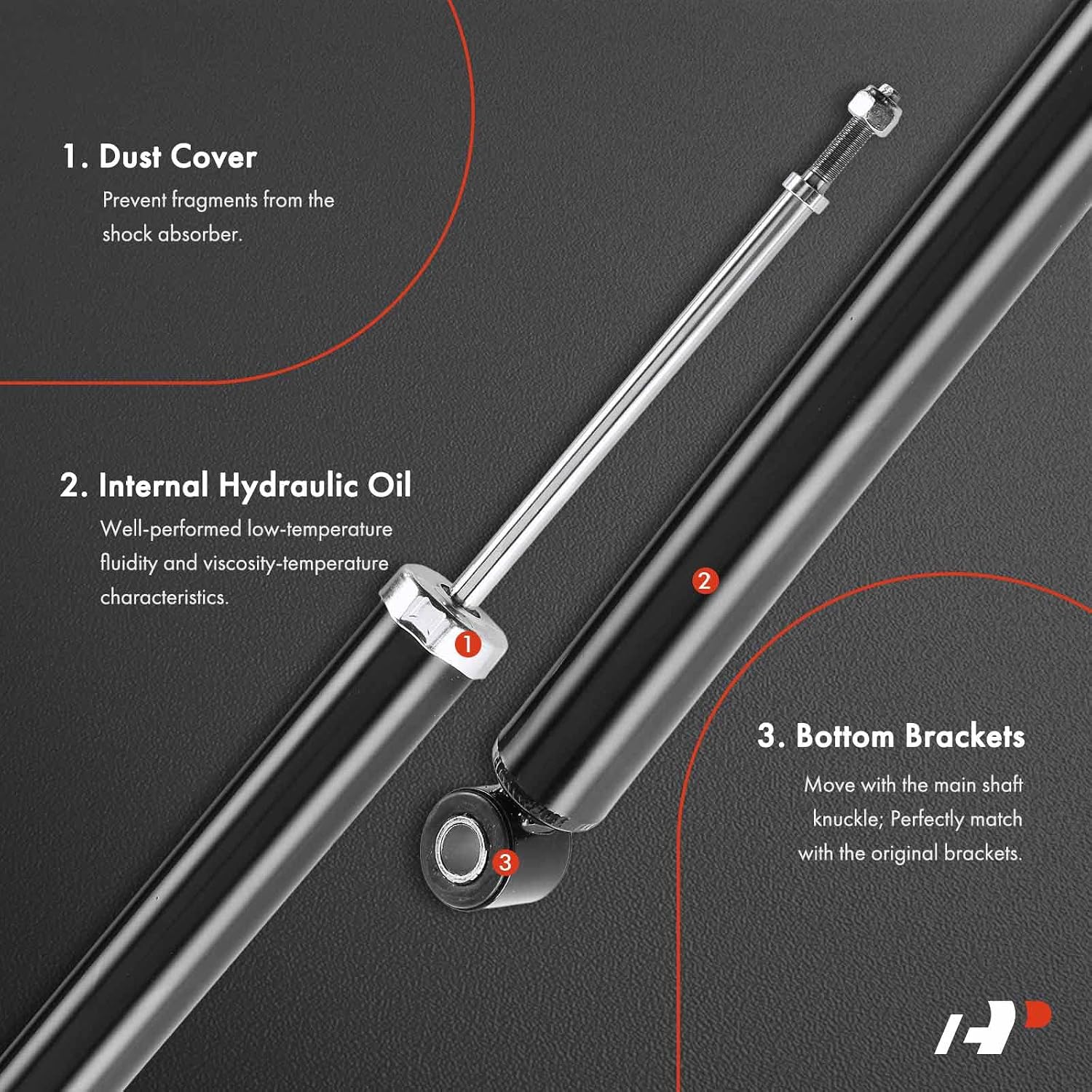 A-Premium Rear Shock Absorber Compatible with Hyundai Sonata 2009-2010, Azera 2008-2011, Driver and Passenger Side 2-PC Set