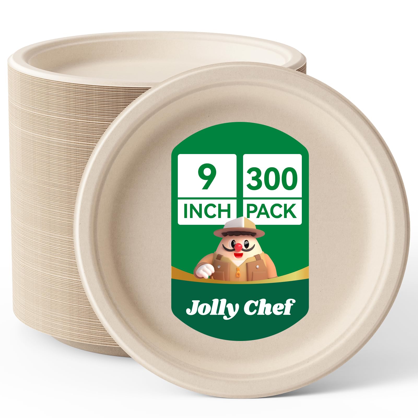 JOLLY CHEF compostable heavy duty plates 300 pack