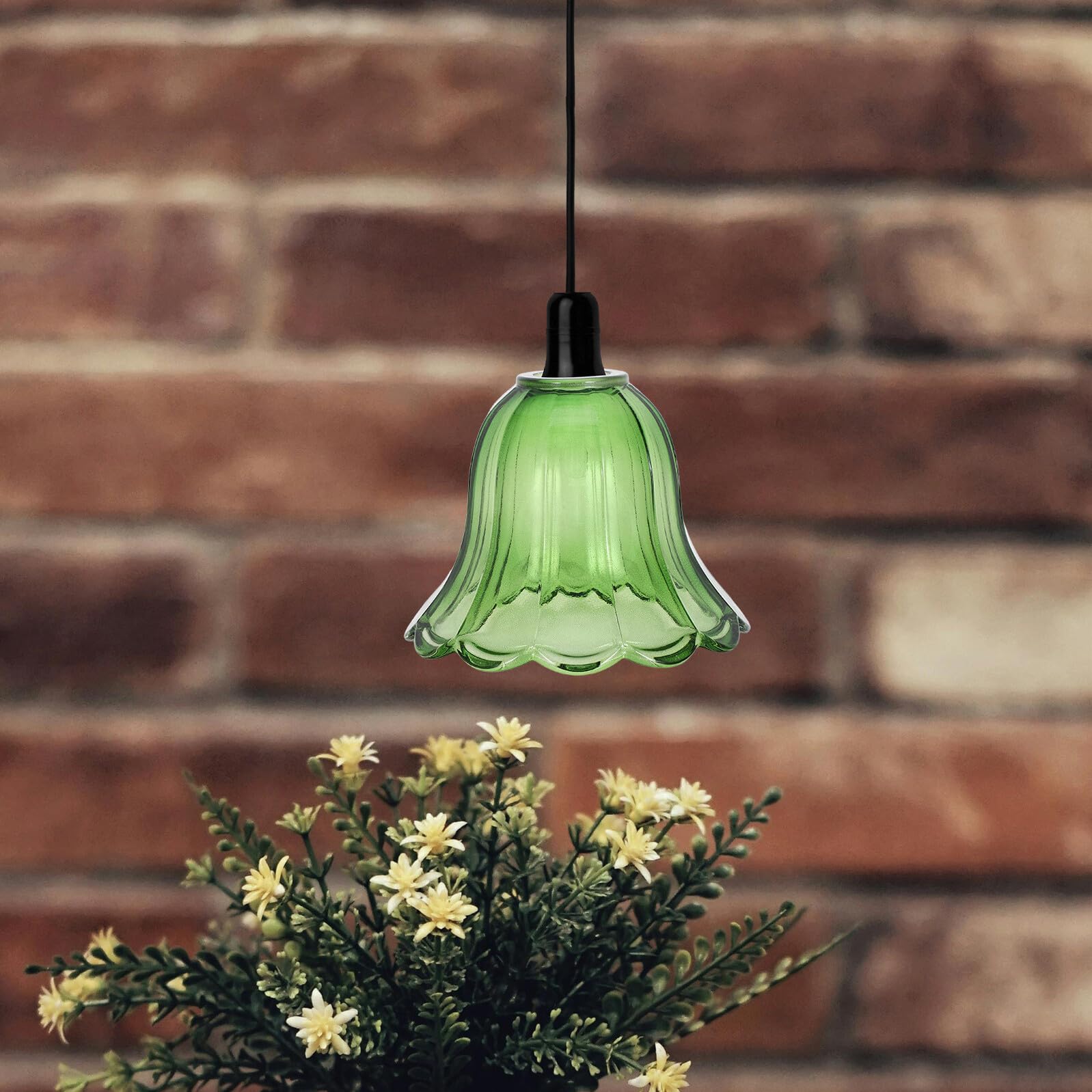 Abat-jour en Verre Vert 140x100 Mm, Petit Abat-jour Tulipe pour Lampe de Table Suspendre, Abat-jour Résistant Haute Température, Remplacement Abat-jour Décoratif pour Éclairage
