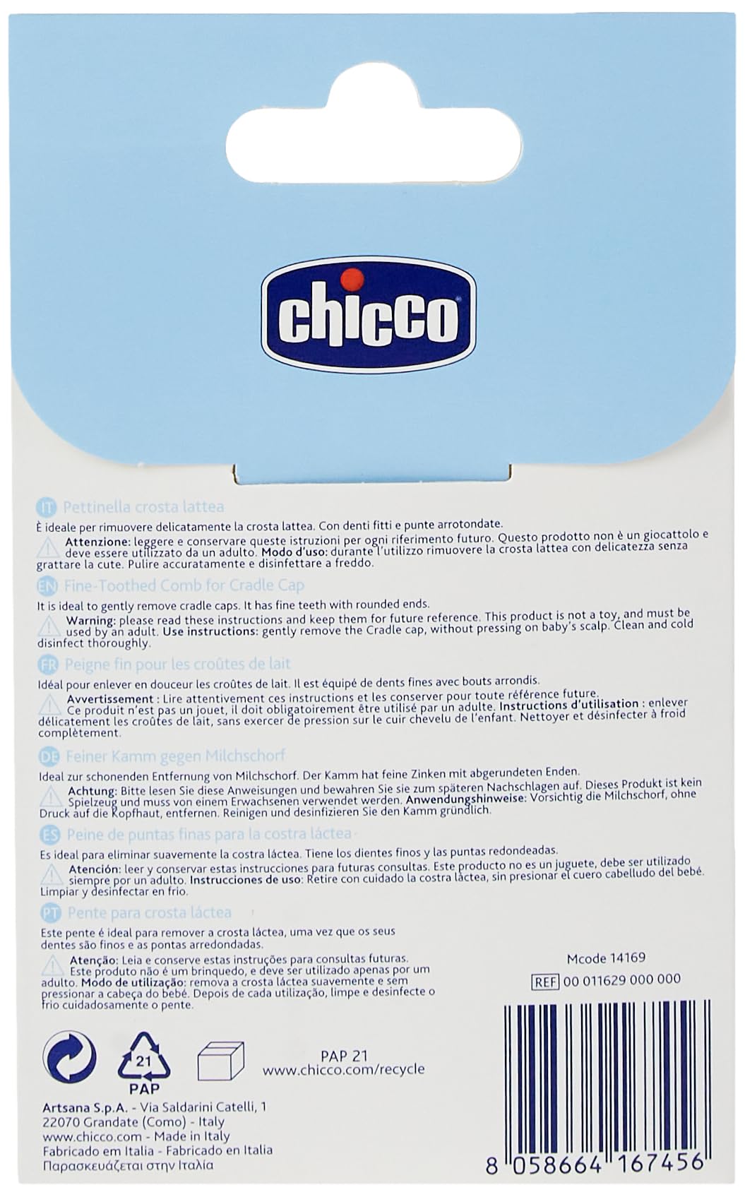 Peigne pour enlever les croûtes de lait, 0 mois+.