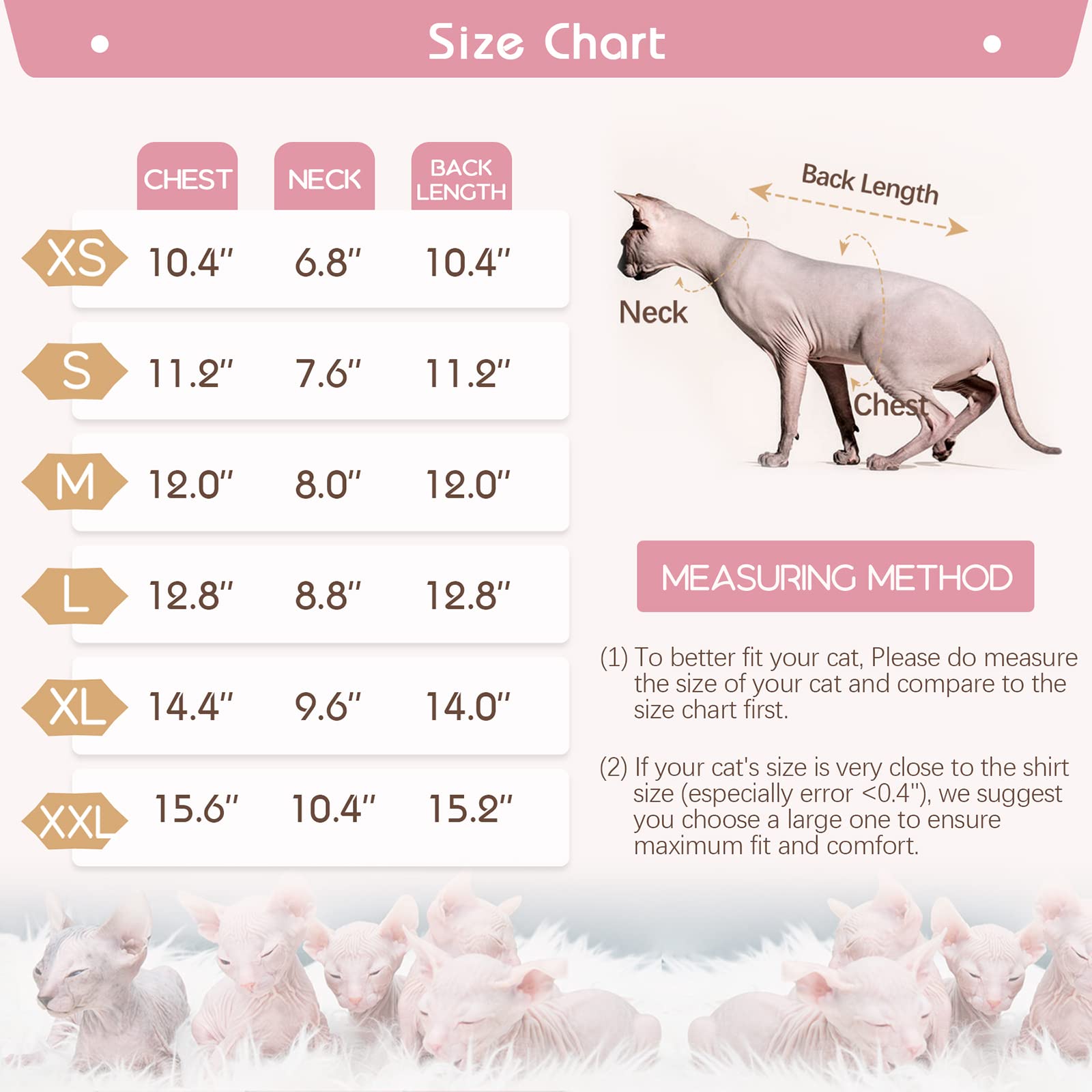 DENTRUN Sphynx Cat Clothes Hairless Cat Outfit Kitten Jumper Breathable Cat Onesie Turtleneck Sweater Adorable Cat Clothing Vest Pajamas Jumpsuit - Image 4