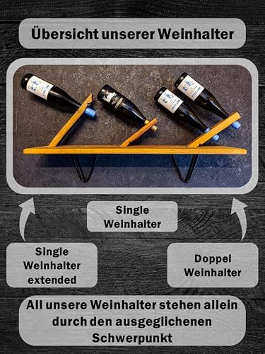 Foto von WEINKRAM Magischer Doppel Weinhalter | Handgemacht aus einem Rotweinfass | Geschenkidee für Weinliebhaber | Hand-Made in Germany | Weinflaschenhalter | Weinständer | 1 Stück