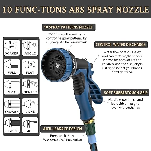 Miniatura 2 de Manguera de jardín resistente no expandible de 100 pies, manguera de agua reforzada duradera con construcción a prueba de fugas, resistente a las