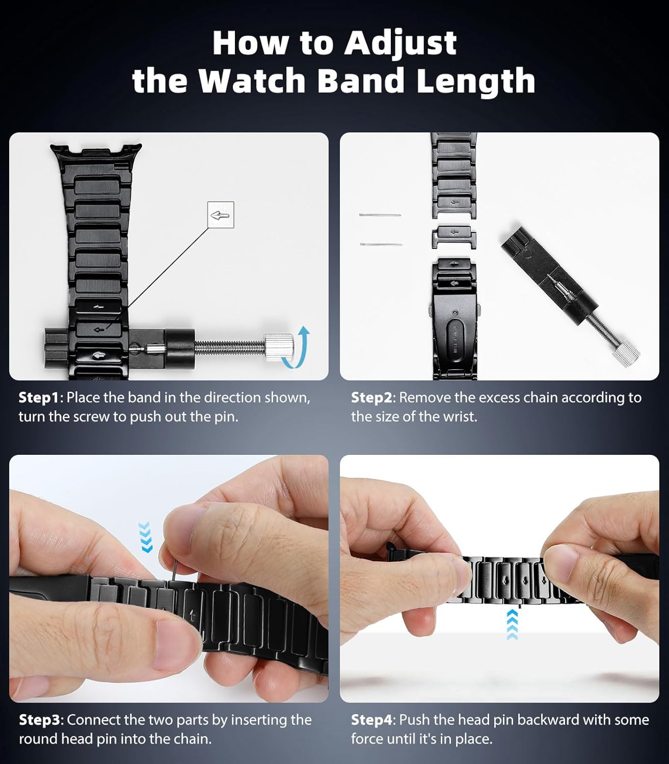 MoKo Metal Band for Samsung Galaxy Watch 8 Band 40mm 44mm/Galaxy Watch 8 Classic 46mm, Business Stainless Steel Strap Adjustable Metal Wristband Replacement for Men Women - Image 5