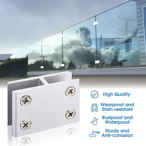 Miniatura 2 de Kitmose Paquete de 8 abrazaderas de vidrio, abrazadera de vidrio a vidrio de 180 grados, soporte de soporte ajustable de aleación de aluminio de