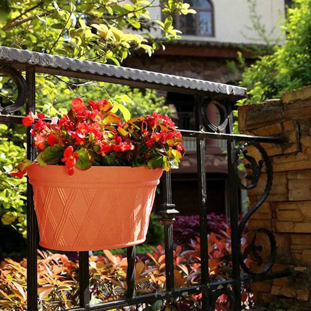 Fioriera sospesa, semicircolare in plastica, per interni ed esterni, giardino, balcone, ringhiera, recinzione, vasi da appendere