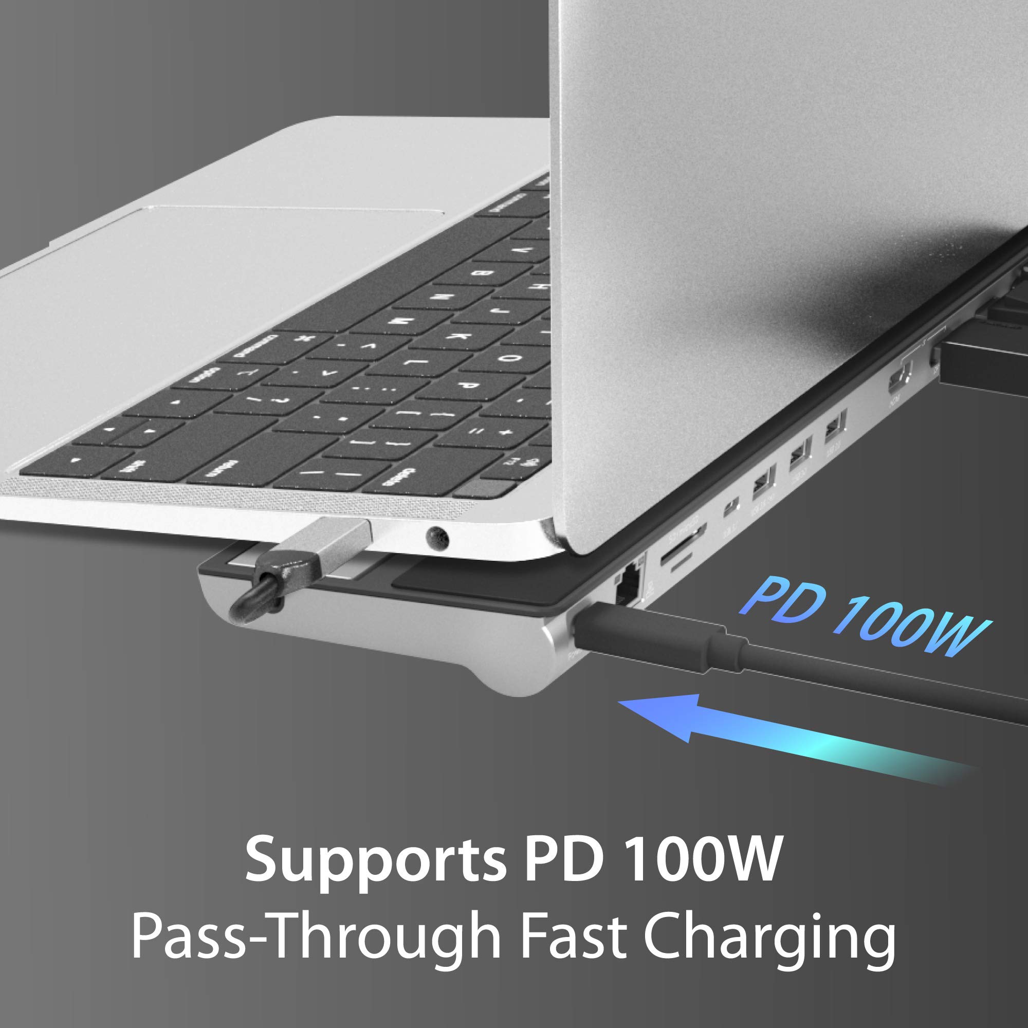 j5create Station d'accueil USB Type C avec Chargeur PD 100W - Supporte 3 écrans | HDMI, DisplayPort, VGA, Chargeur PD 100W, Ethernet 1Gbps | pour MacBook Pro/Air, XPS, et Plus (JCD543P)