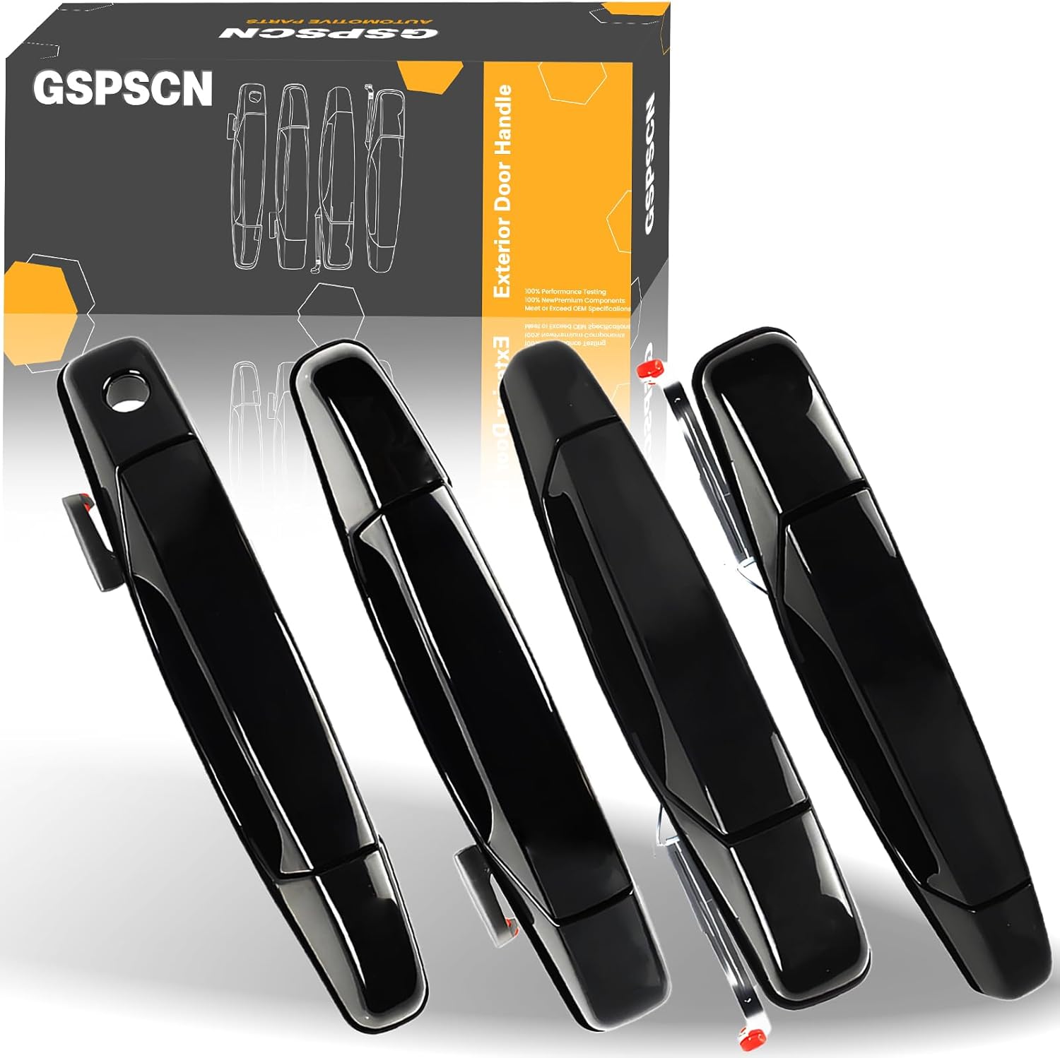 GSPSCN 4Pcs Exterior Black Door Handle Front Rear Driver & Passenger for 2007-2014 Chevy Avalanche Tahoe Silverado Suburban & GMC Sierra Yukon & Cadillac Escalade | OEM# 22738722，22738721，20828258