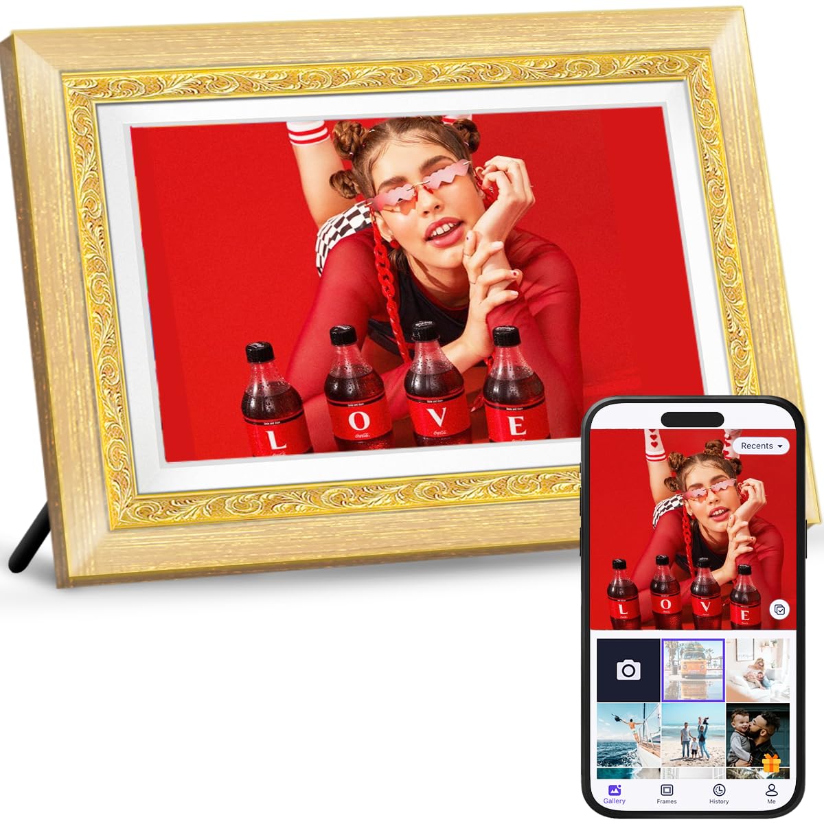 Digital Photo Frame, 10.1 Inch IPS HD Display, WiFi Smart Touch Screen,?Gold?