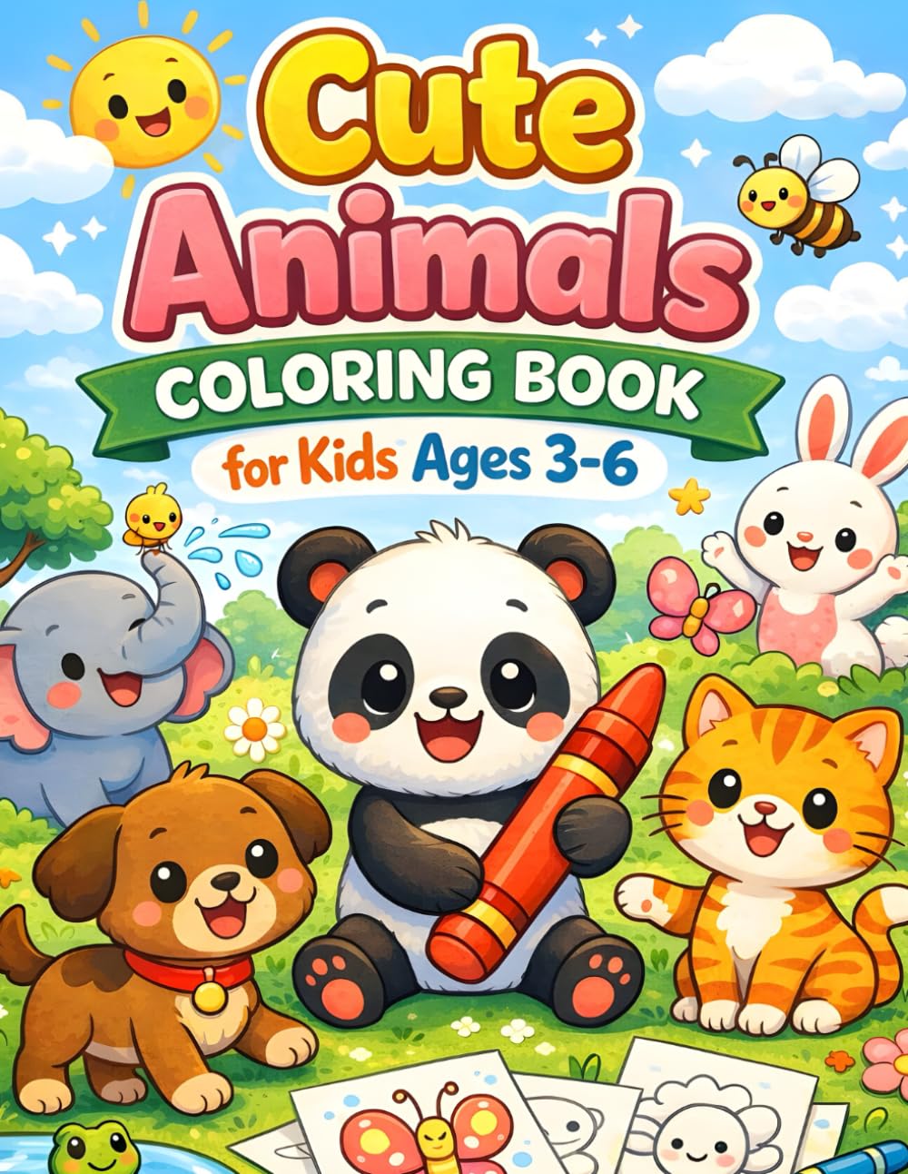 Farm Animals Coloring Book for Kids Ages 3–6: Big, Bold and Easy Farm Animal Coloring Pages for Little Kids
