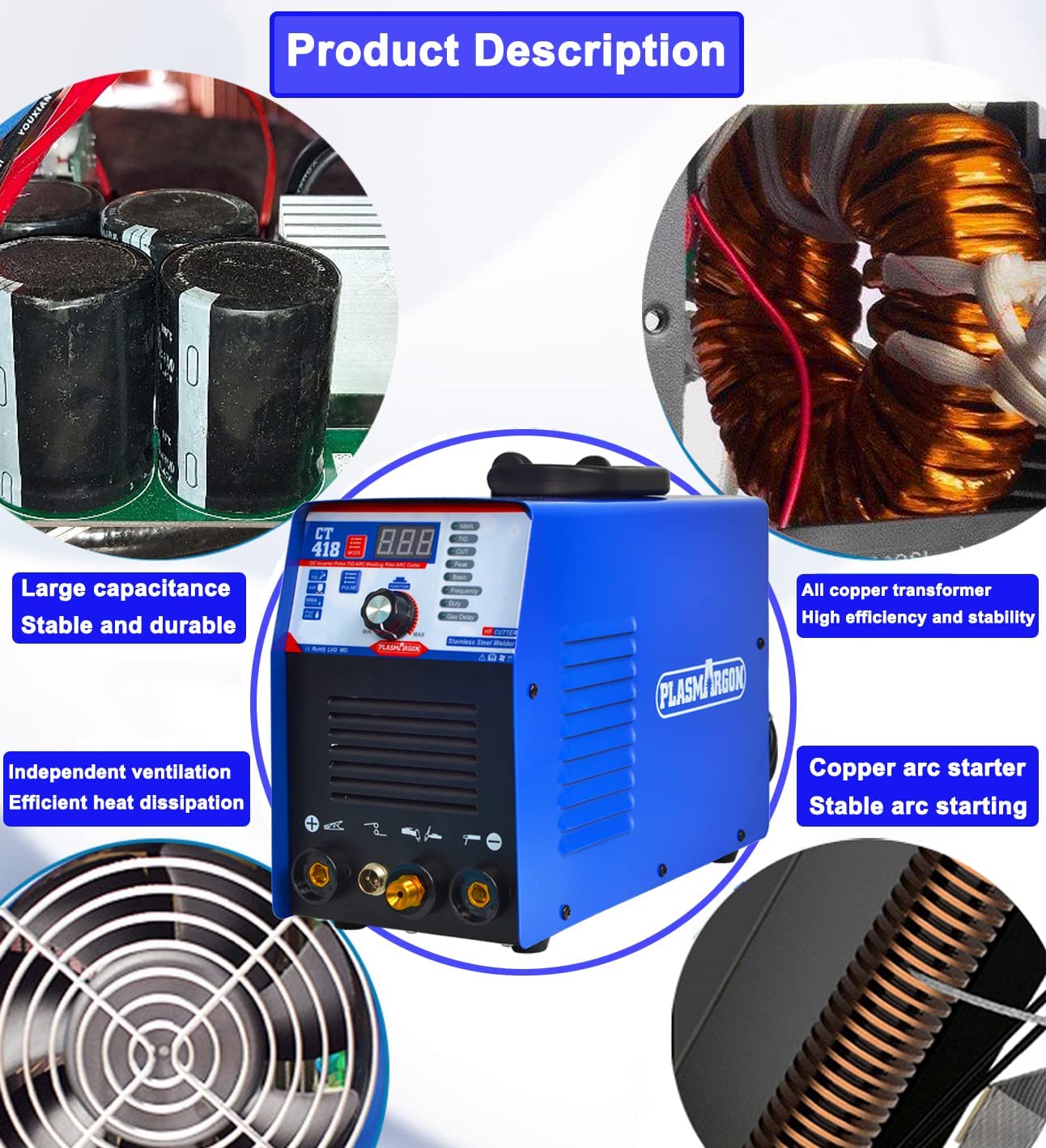 Puls WIG Schweißgerät 180A Plasmaschneider 40A MMA Schweißgeräte 160A - 3 in 1 Kombi Schweißmaschine CT418, IGBT, 230V