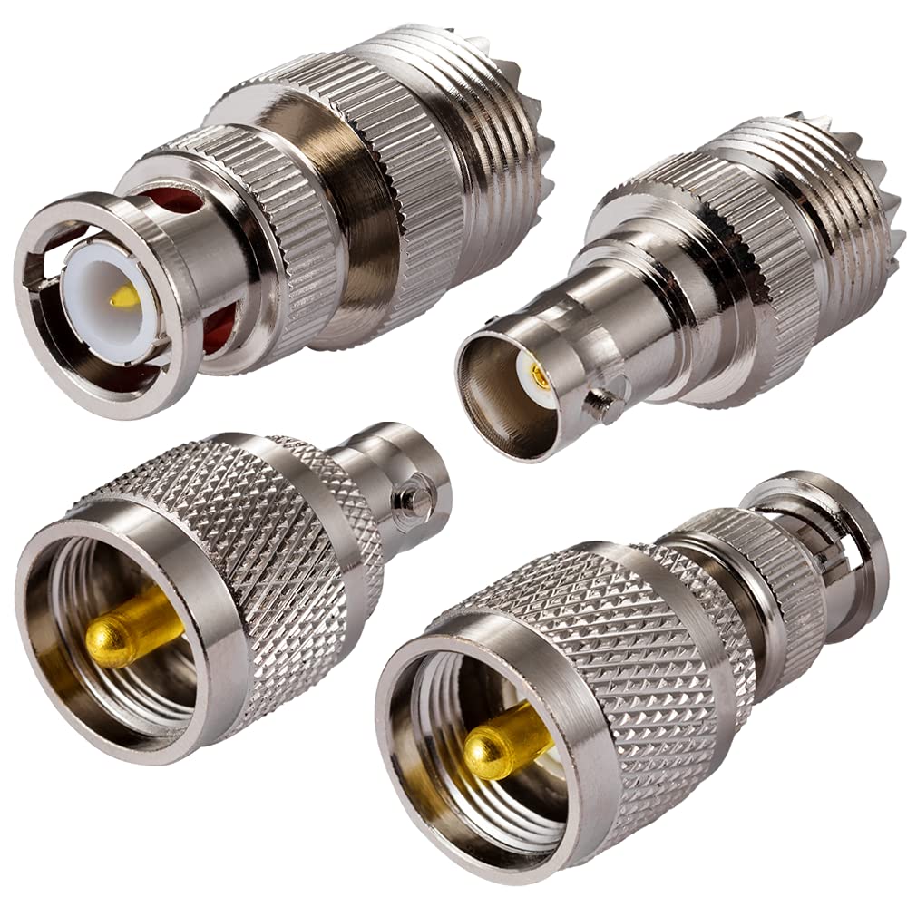 Vecys CB Radio Adapter SO239 PL259 UHF to BNC Antenna Adapter 4 kit for CB Antenna CB Aerial Ham Radio Handheld Radio Two way Radio SO 239 Coax Cable