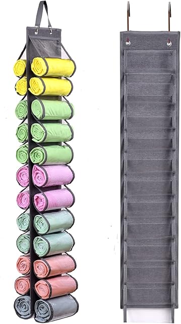 Legging Storage Bag Storage Hanger Can Holds 24 Leggings or Shirts Jeans Compartment Storage Hanger, Foldable Leggings Organizer Clothes, Portable Clothes Wardrobe for Rolls Clothes (Grey-L)