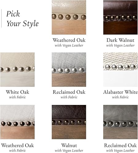 Miniatura 6 de Maven Lane Pullman Taburete tapizado sin respaldo de 26 pulgadas de altura de mostrador en acabado de roble envejecido con asiento acolchado de