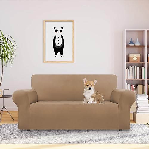 Miniatura 2 de CWK Fundas elásticas para sofá de 2 cojines, de elastano, antideslizantes, suaves, protector de muebles con espuma antideslizante y parte inferior