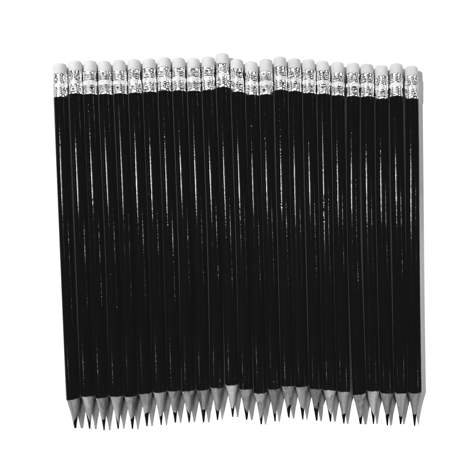 Pack de 25 lápices Personalizados con tu texto o imagen – Cuerpo de Madera Brillante, Goma Blanca, Mina Negra, Colores Variados (Negro)