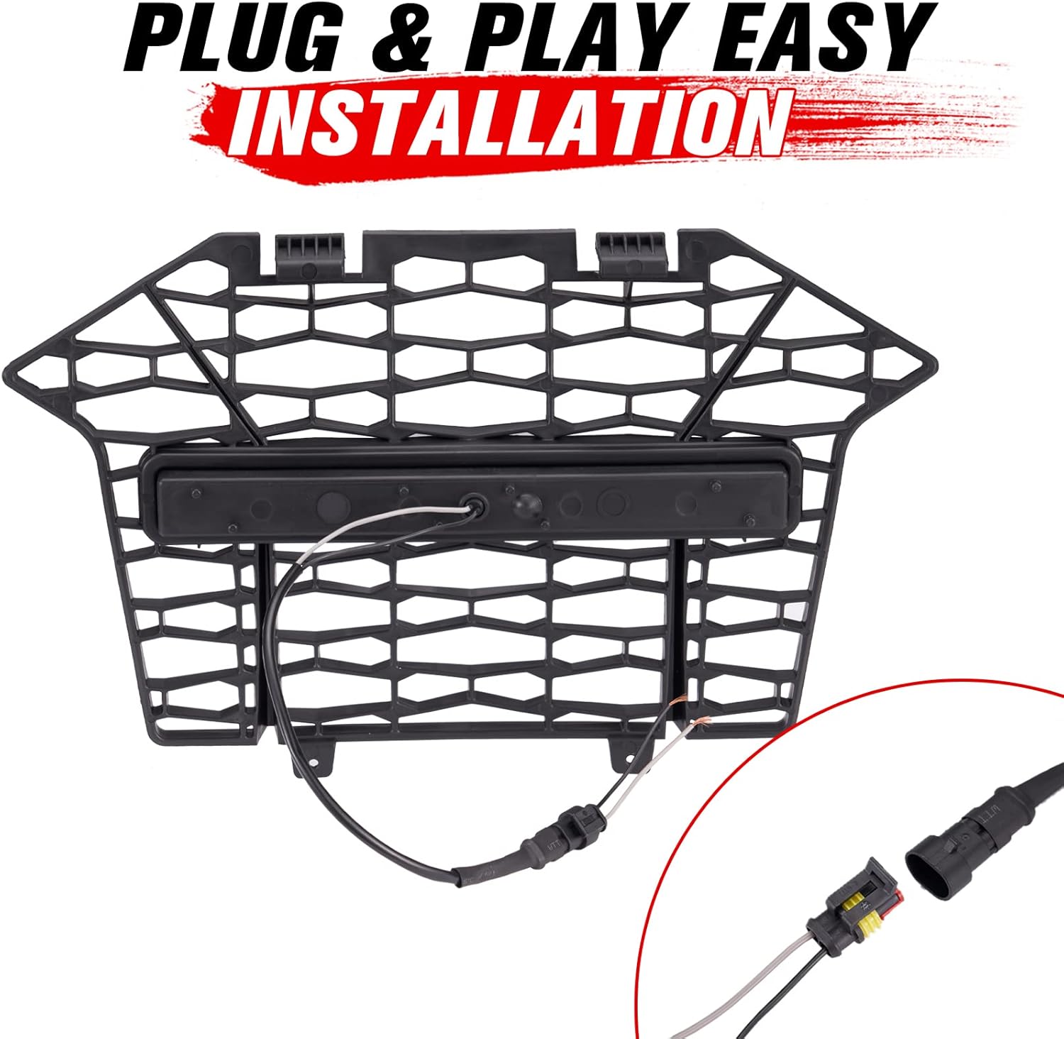 A & UTV PRO Front Fascia Grill Light for Polaris RZR PRO XP 4/ PRO R 2020-2024, UTV Grille Insert with LED Light Bar Radiator Guard Accessories, Waterproof, 1PCS
