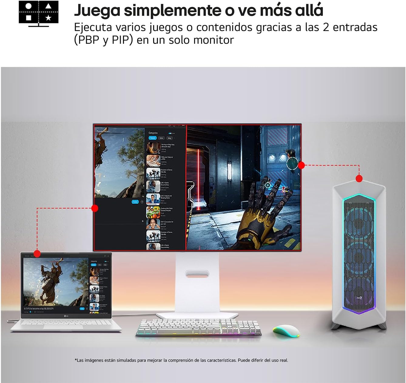 LG 32GS95UV-W – Monitor Ultragear OLED Gaming, 31.5», 4K UHD, 240 Hz, 0,03ms, G-Sync Compatible y FreeSync Premium Pro, HDR10, DCI-P3 98,5%, Blanco 12