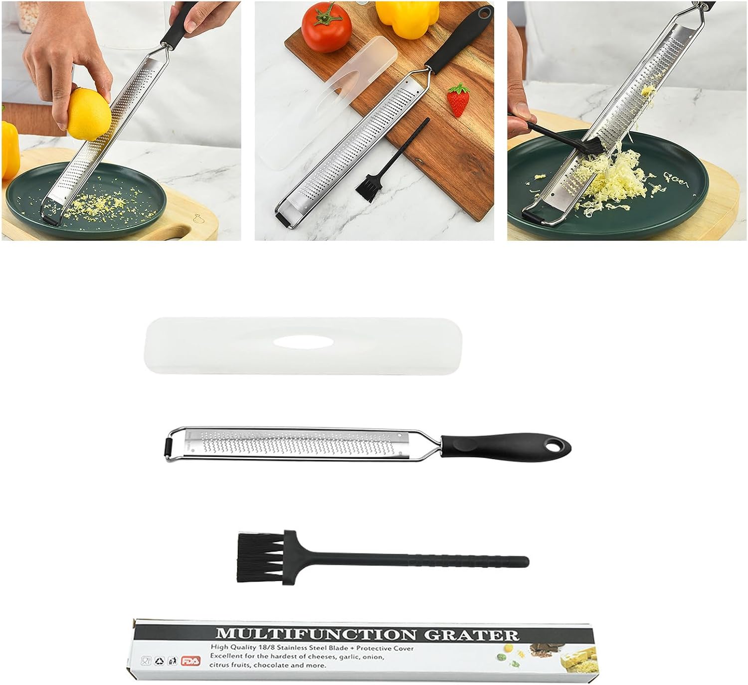 Stainless Steel Cheese Chocolate Zester for Baking and Cooking with Ergonomic Handle and Sharping Blading Kitchen Tool Rustless Grater