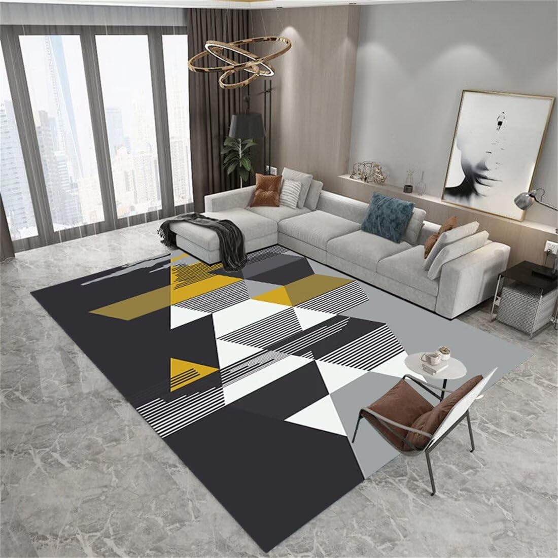 Tapis de salon lavable en machine grand tapis géométrique moderne 120x200