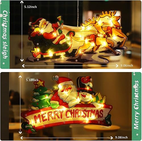 Sequpr 6 luces de ventana de Navidad con ventosa luces de ventosa de Navidad que funcionan con pilas ideales para decoración de ventanas de Navidad