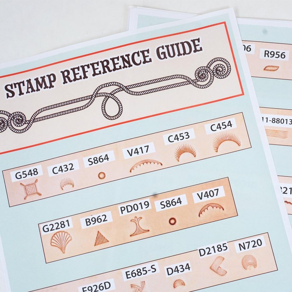 SLC Belt Tracing & Tooling Pattern Pack - 25 Different Designs, Labeled Tooling Designs with Stamp Reference Guide, Beginner to Expert Level