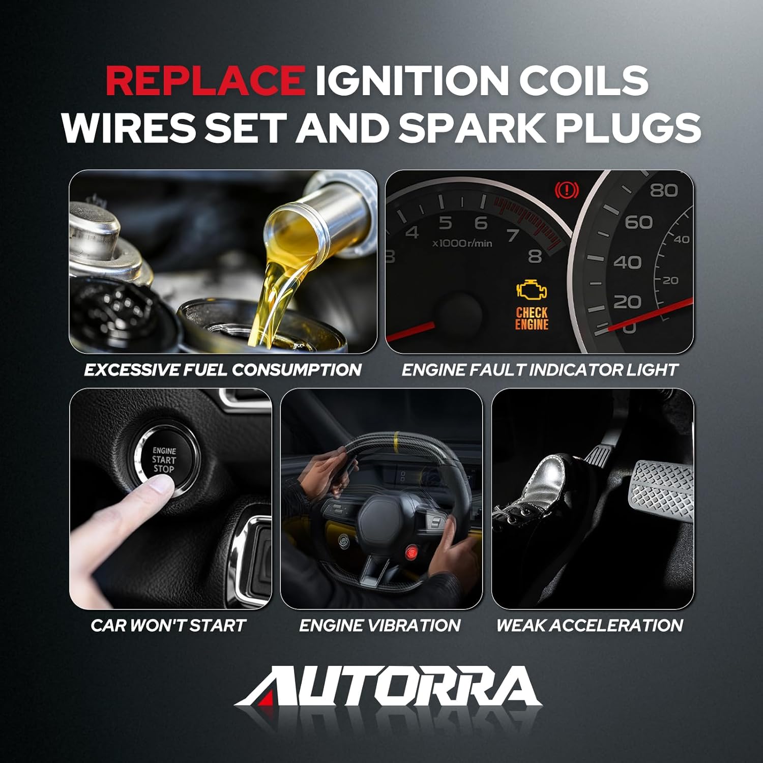 8 Pack UF413 Ignition Coil 41962 Spark Plug and 48322R Wires Set for 5.3 6.0 6.2 Compatible with Buick Cadillac GMC Hummer Escalade Express Savana 2500 5.3L 6.2L 6.0L 4.8L for 12570616