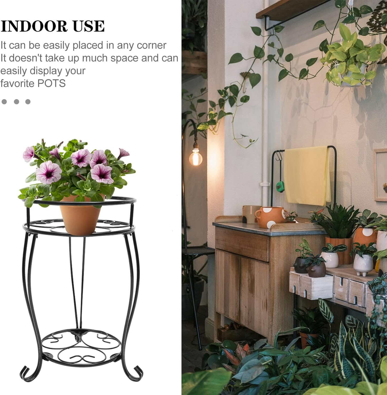 GANAZONO Decorative Metal Plant Stand for Use Sturdy Flower Pot Rack Elegant Design for Home and Garden Display
