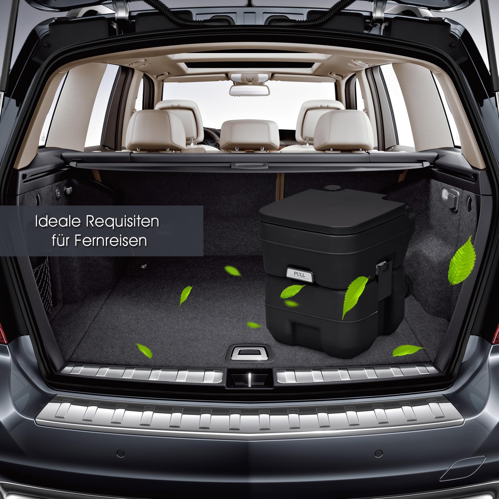 FANTASK 20L Campingtoilette, Reisetoilette tragbar mit abnehmbarem Abwassertank, Mobile Toilette, Campingklo für Reise, Camping und Wohnmobil (Schwarz)