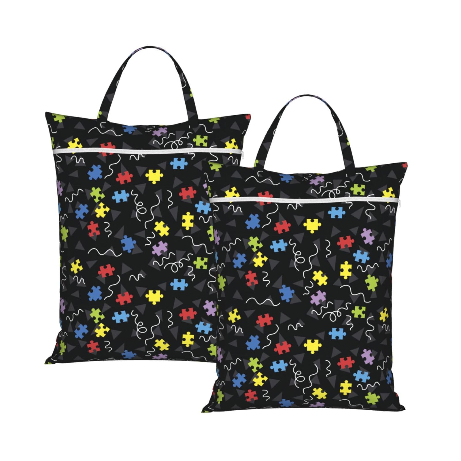 Cyanlit 2Pcs Autism Awareness Month 2 Pcs Large Travel Laundry Bags Waterproof Wet Dry Bag For Travel,Swimming
