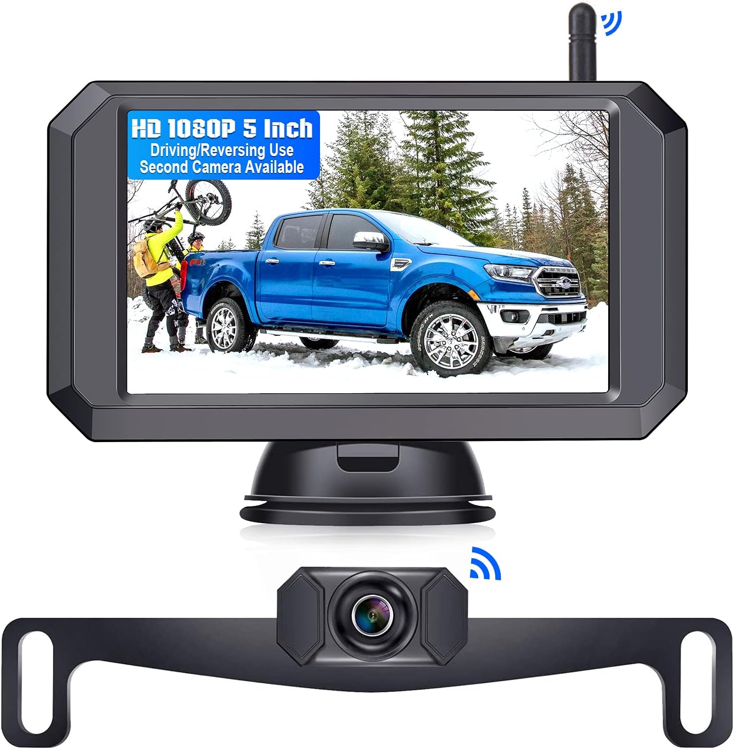 Wireless Backup Camera with 5'' Monitor , LeeKooLuu F09 HD 1080P Bluetooth Backup Camera Stable Digital Signals for Trucks Campers Support Add on Second Wireless RV Camera/License Plate Camera : Electronics