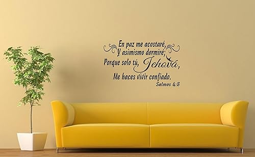 Miniatura 2 de Calcomanías de pared españolas decorativas para pared En paz me acostaré, y asimismo dormiré Porque solo tú, Jehová, me haces vivir confiado. Salmos