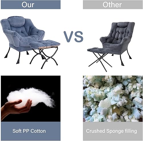 Miniatura 74 de Lita Silla relajada con otomana, tapizado ornamental, moderno de ocio, contemporáneo para lectura con reposabrazos, un bolsillo lateral para sala de