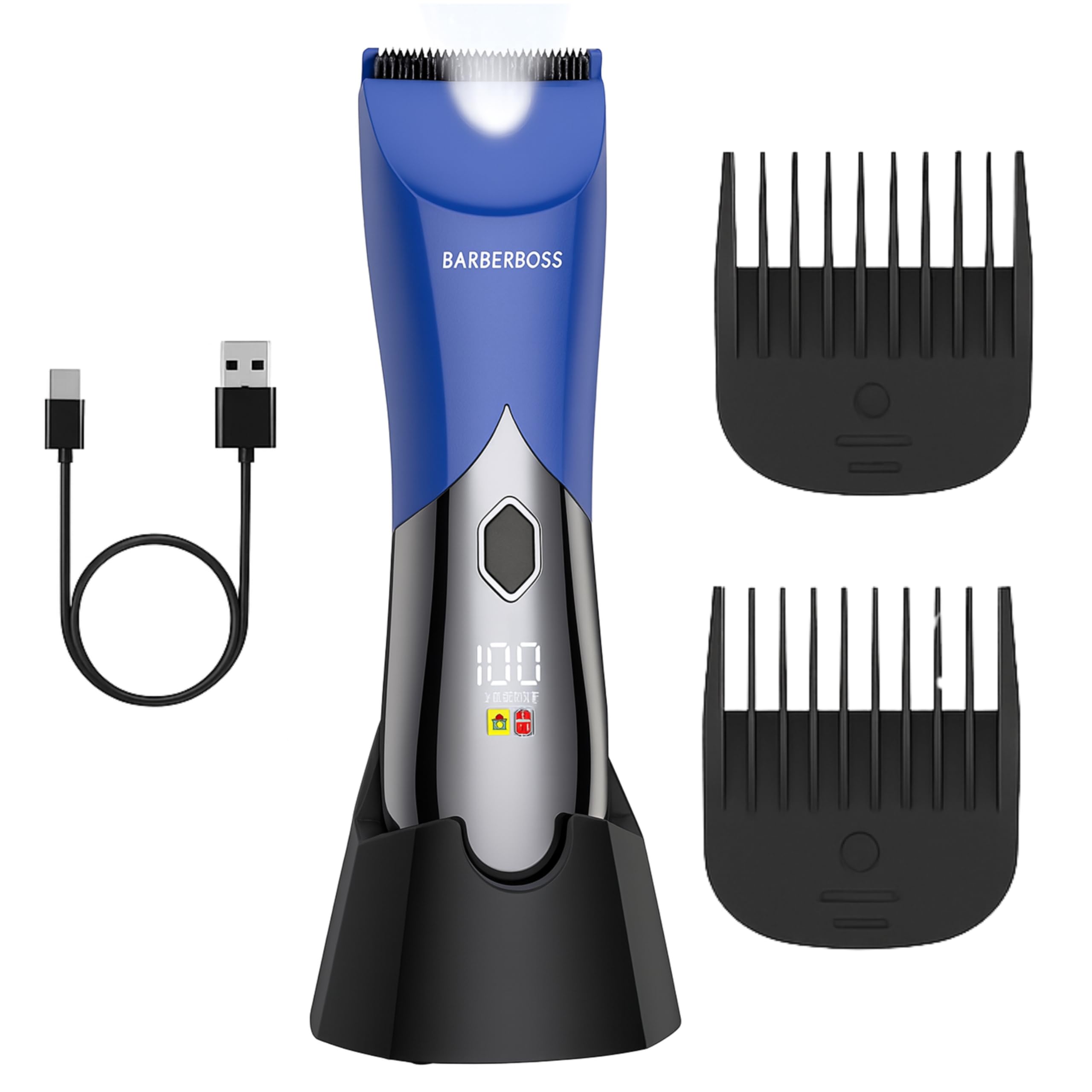 BarberBoss Men’s Intimate & Body Hair Trimmer, Cordless Ball Shaver, Full-Body Groomer with Adjustable Lengths, Waterproof, Electric Intimate Shavers Men