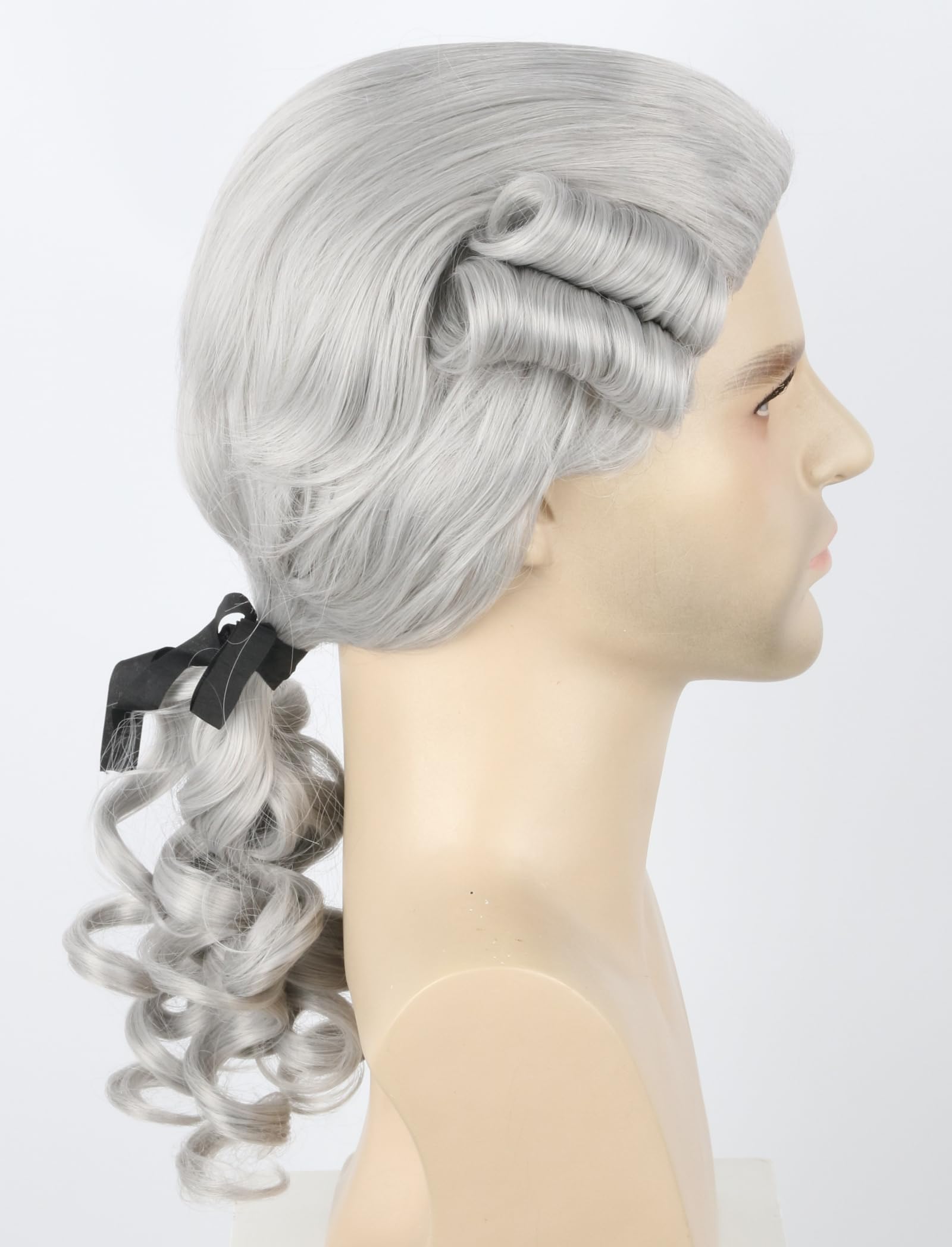 Topcosplay Parrucca da giudice storico da George coloniale da uomo o donna, parrucca bianca per Halloween (grigia)