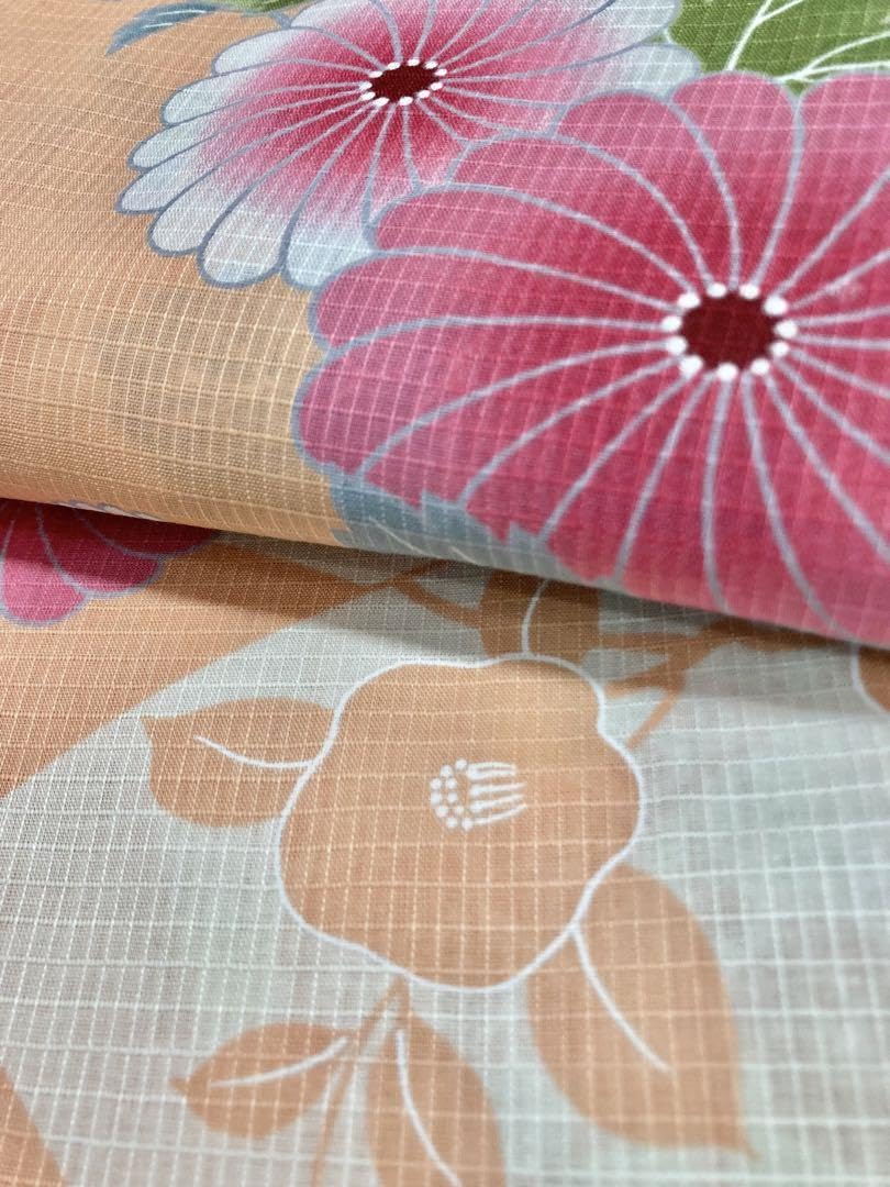 浴衣　扇に菊柄　グリーン　プレタ　仕立て上がり　トールサイズ　LL 紅梅生地 Amazon.co.jp: 浴衣 扇に菊柄 オレンジ プレタ 仕立て上がり