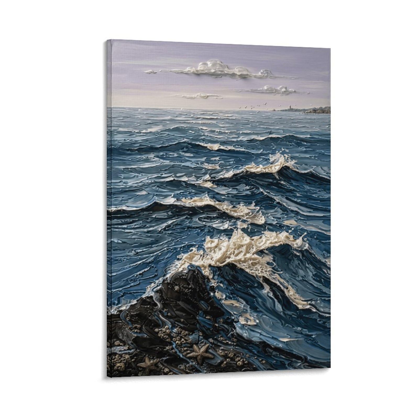 XPASHIQWC Wave Oil Painting Wall Decor Poster Canvas Prints Picture Modern Wall Art Picture Wall Hanging for Office Gym Living Room Decor 20x30inch(50x75cm)
