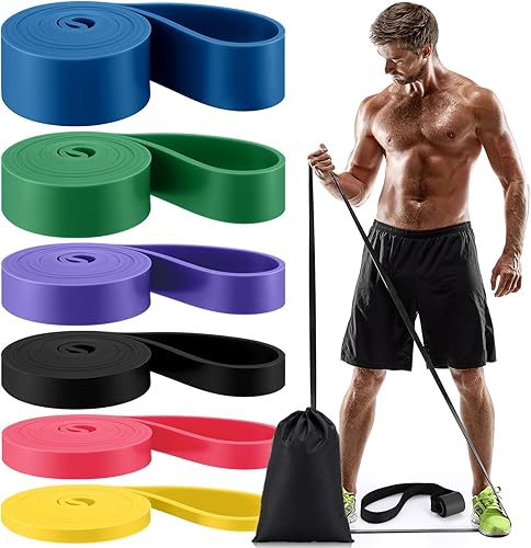 Soulchen Juego de 6 bandas de resistencia para hombres y mujeres, entrenamiento de resistencia con anclaje de puerta y bolsa de almacenamiento para