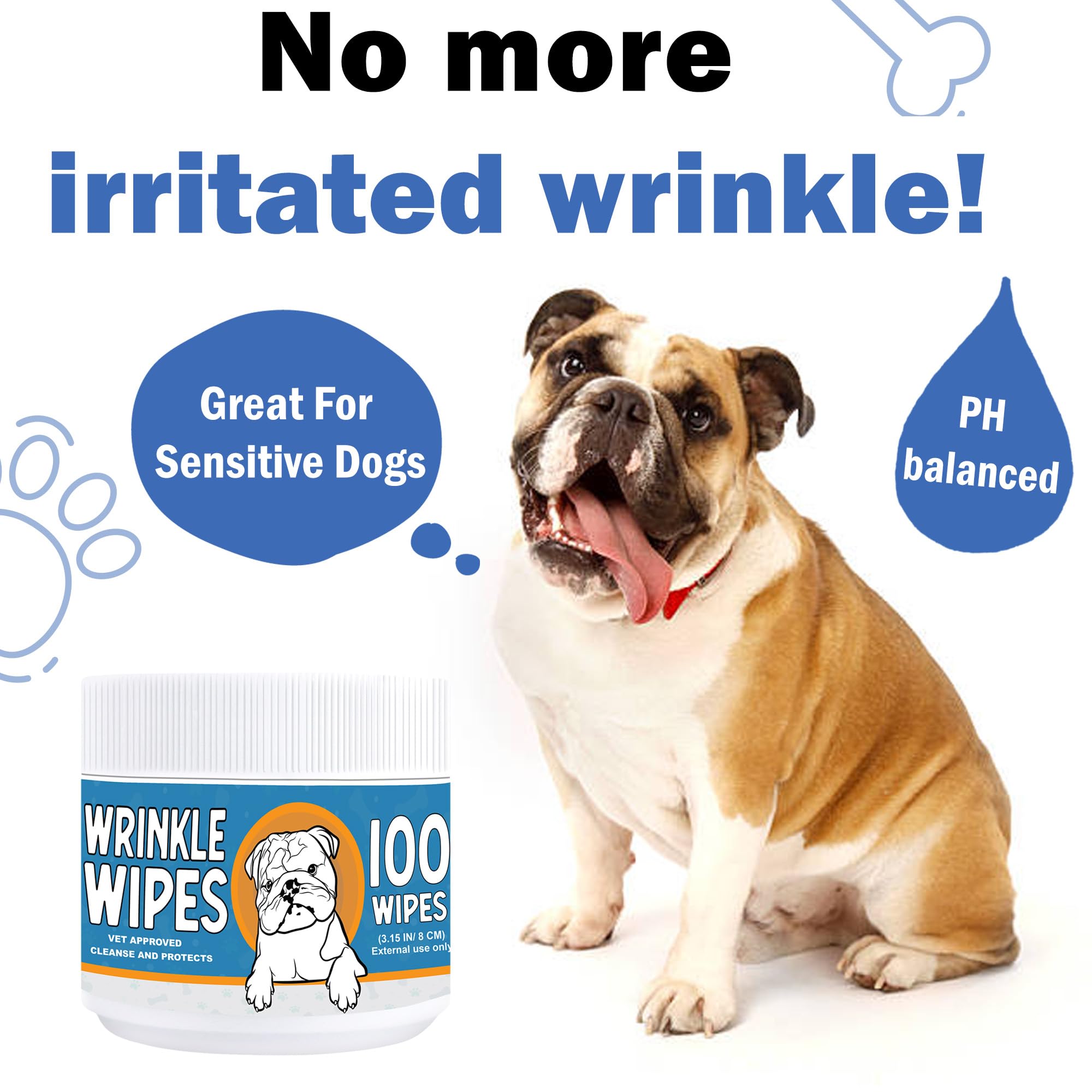 PUMBLER Wrinkle Wipes French Bulldog, 100 Count Plant-Based Formula Dog Face Wipes, Cleans and Soothes Wrinkles and Folds - Image 2
