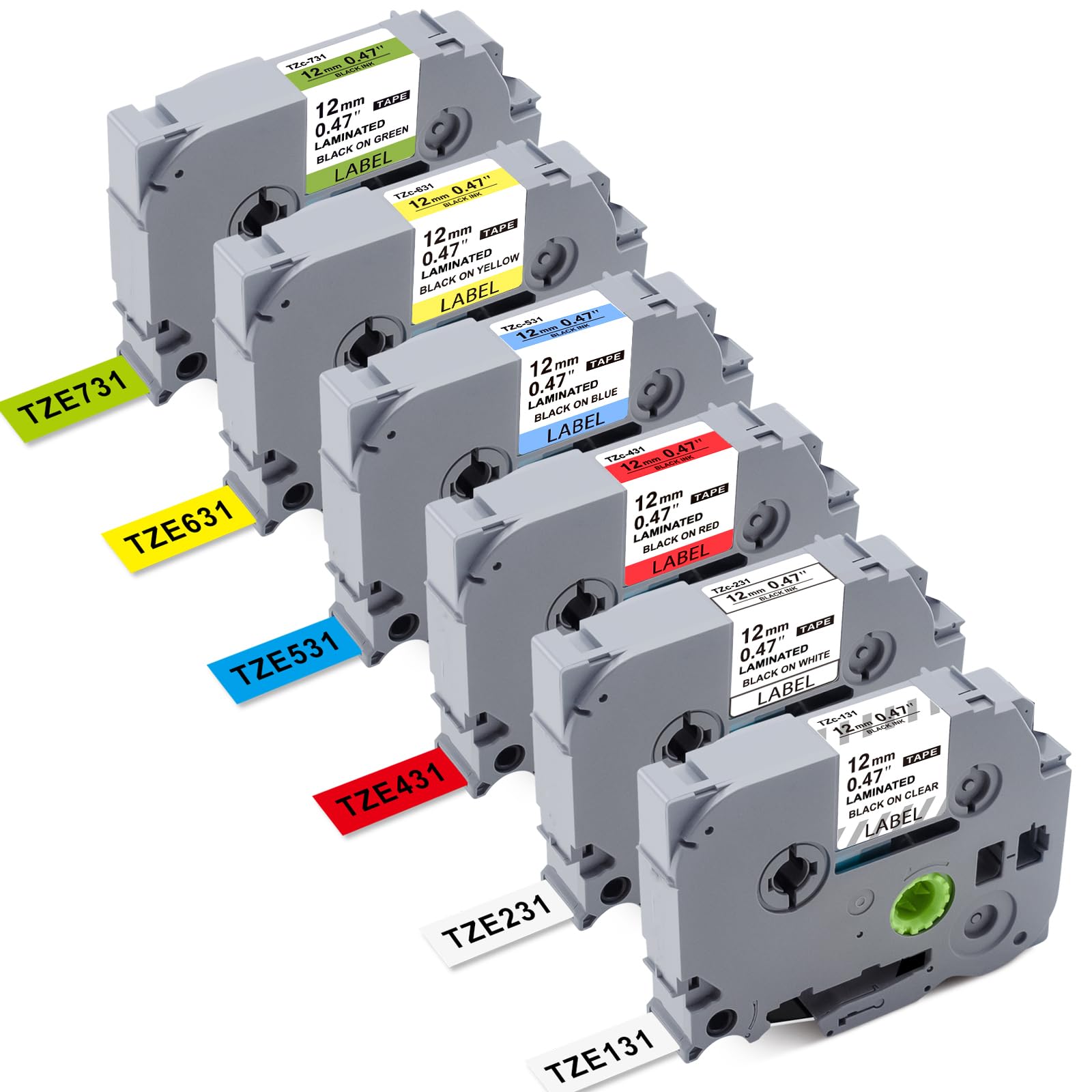 PTD210 Tape TZe131 TZe231 TZe431 TZe531 TZe631 TZe731 P Touch Label Tape 12mm 0.47 Laminated Tape Compatible P-Touch PTH110 PTH100 PTD210 PTD200