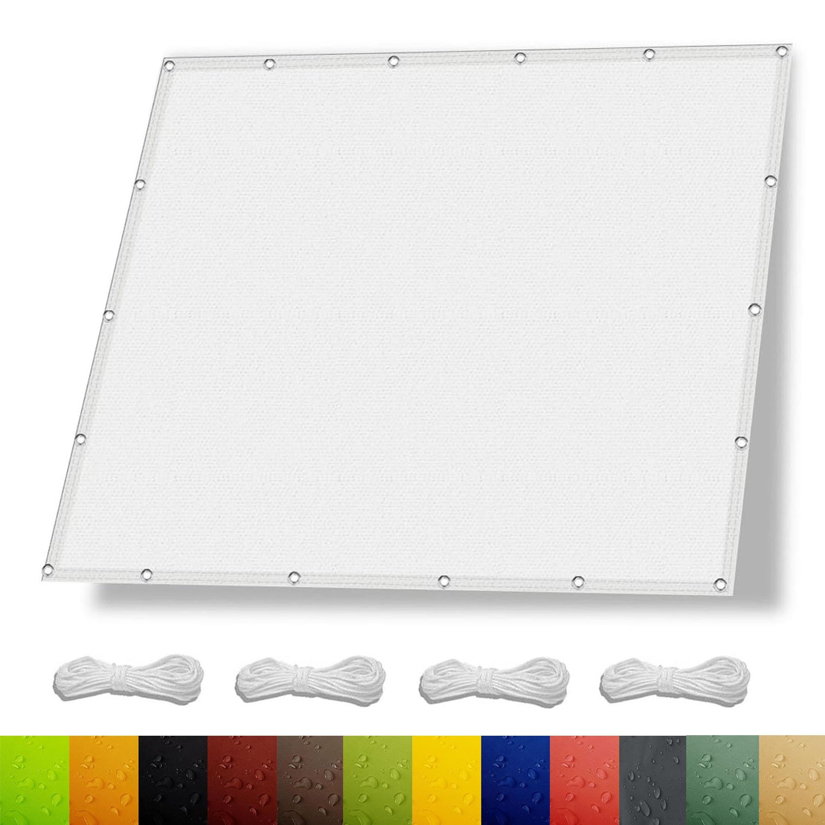 Voile d'ombrage 4x9 m imperméable et anti-UV blanc avec oeillets pour terrasse