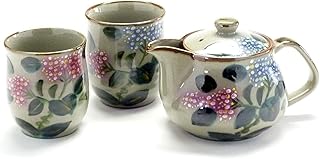 九谷焼【茶器・急須・ティーポット3点セット】大 がく紫陽花【裏絵】