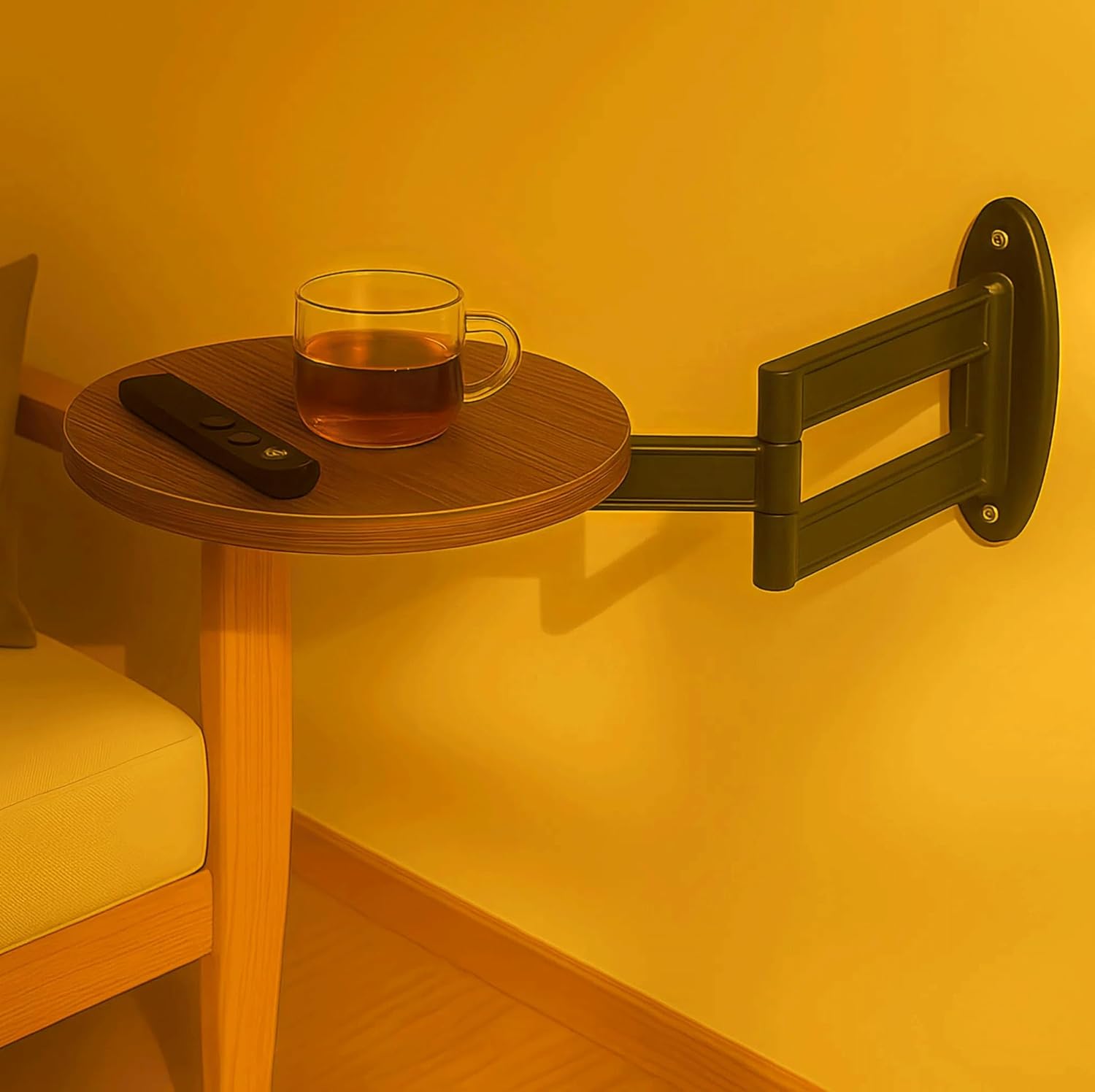 Wall Mounted Folding Table,Floating Desk for Wall,Sofa Side Table for Small Spaces,Bedside Folding Coffee Table,with Heavy-Durability Brackets, Perfect Addition to Bedside/Sofa Side/by The Desk