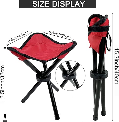 Miniatura 8 de Taburete plegable portátil de 11.02 pulgadas, silla de pesca para camping, senderismo, golf, caza, senderismo, jardinería al aire libre y viajes a