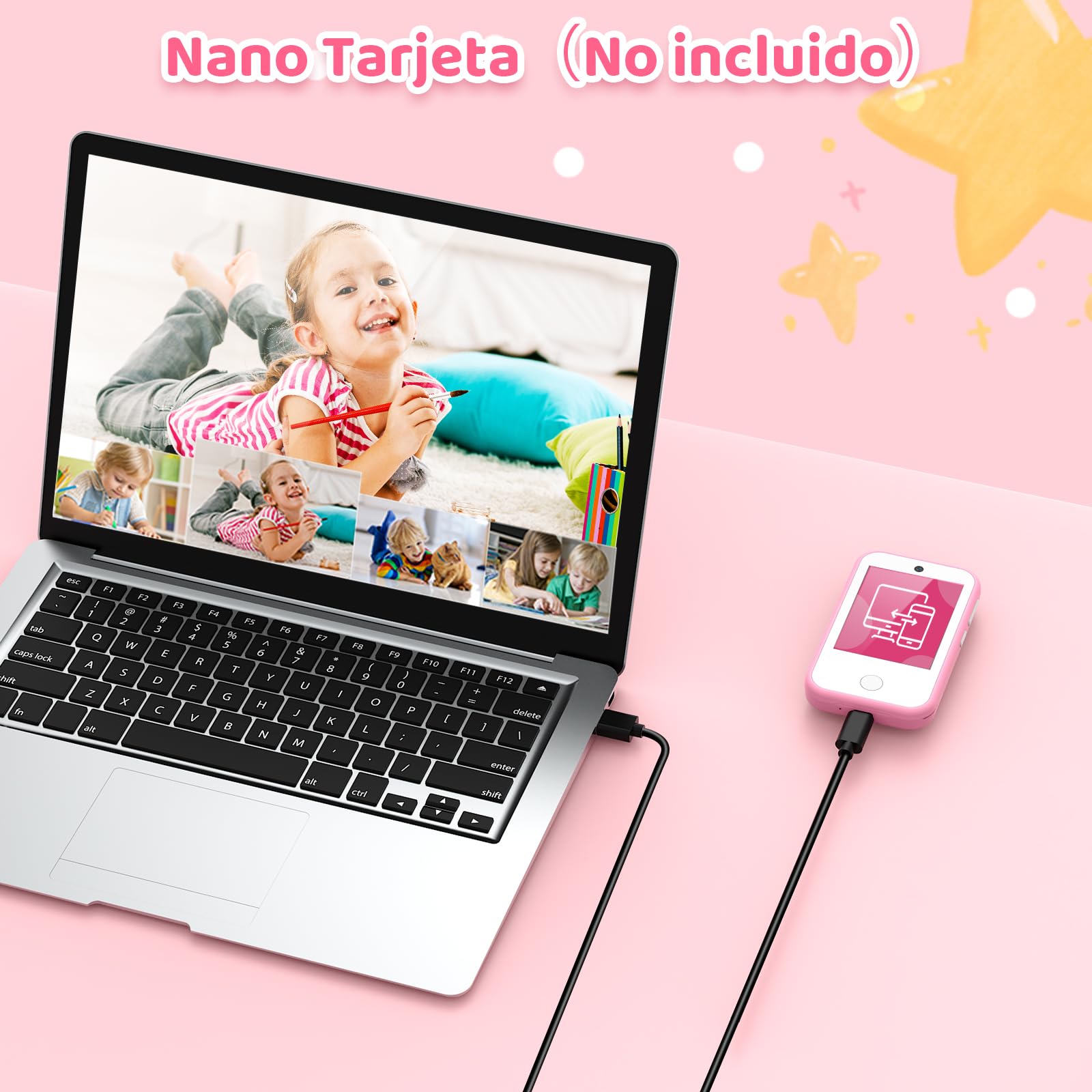 Teléfono móvil 4G para niños con cámara Dual, Pantalla táctil de 2,8 Pulgadas, Juguete Educativo para niños y niñas de 3, 4, 5, 6, 7, 8 y 9 años, Color Rosa